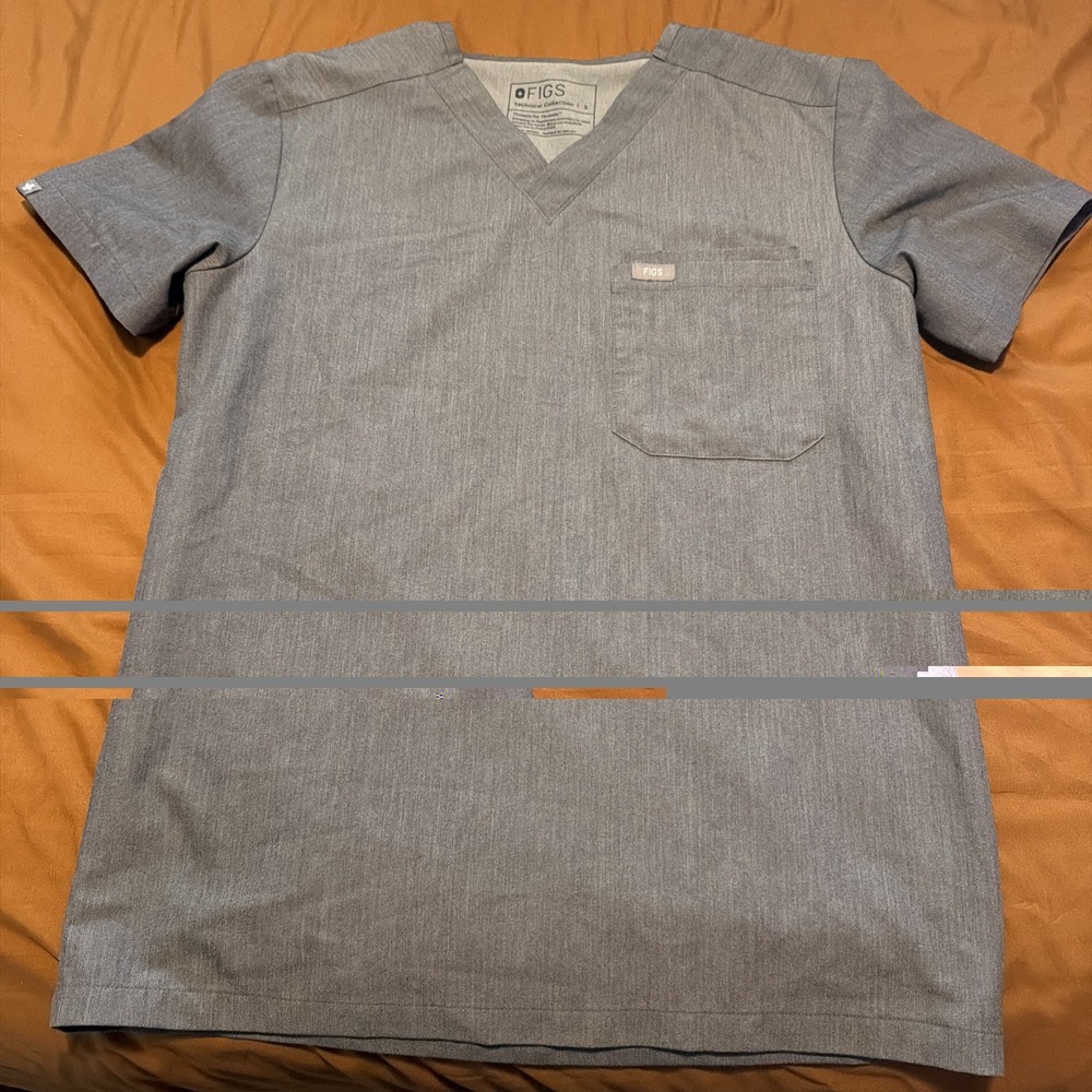 Figs Scrub Shirt Men's Small Gray Medical Technical Collection Scrub Top TM3000